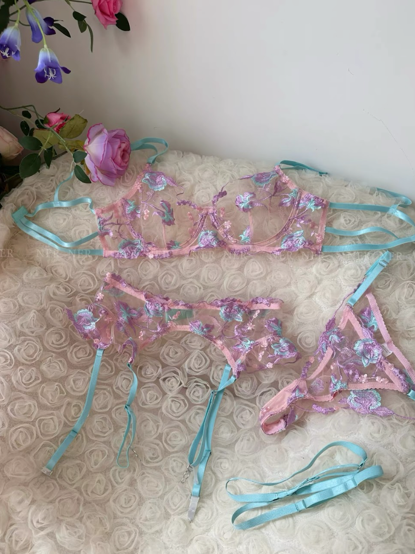 Violet Bloom Lace Set