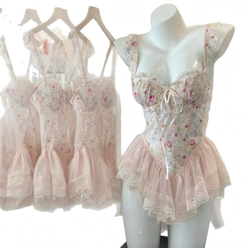 Blush Bloom Corset Floral Dress